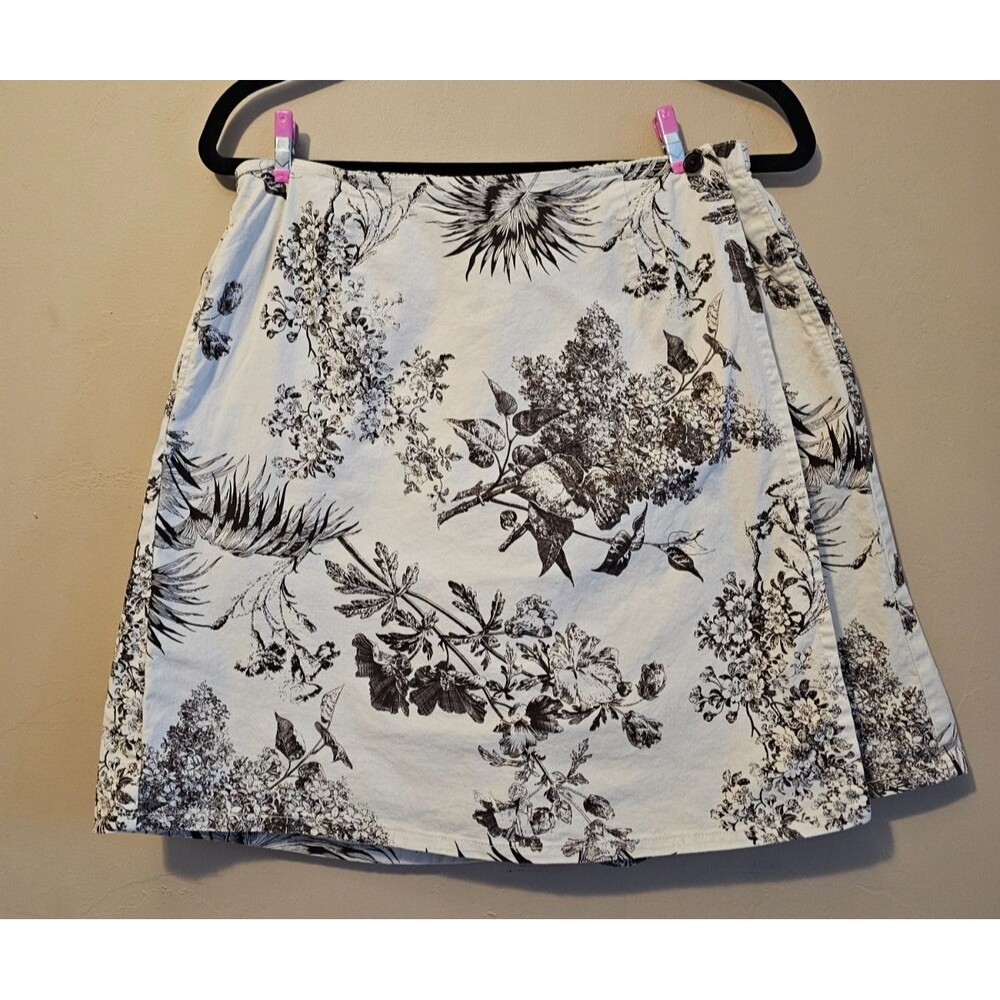 Denim & Co. Naturals Size Lrg Regular cotton Blend Skort vintage floral pattern